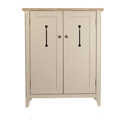 Baumhaus Signature Grey Shoe Storage Cupboard with Limed Wood Top CFF20A - White Tree Furniture