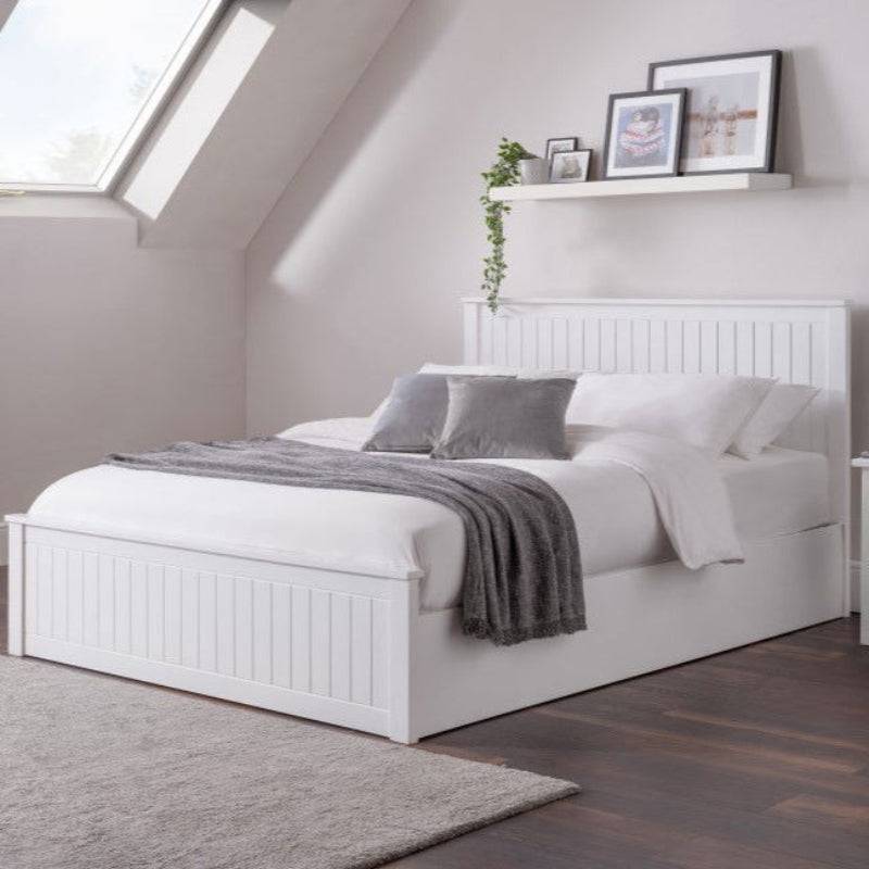 JULIAN BOWEN MAINE Double Ottoman Bed with Storage Space in Surf White