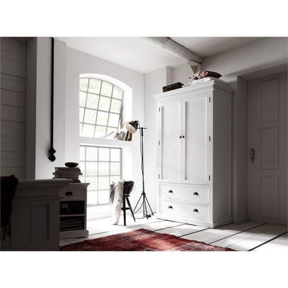 Halifax White Painted Double Wardrobe with Drawers W001 - White Tree Furniture