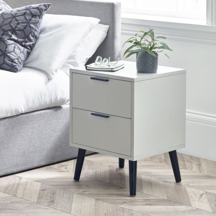 JULIAN BOWEN ALBA 2 Drawer Bedside in Silk Grey ALB007 - White Tree Furniture