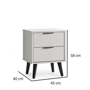 JULIAN BOWEN ALBA 2 Drawer Bedside in Silk Grey ALB007 - White Tree Furniture