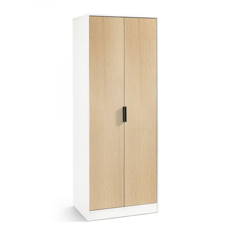 Shop the ALBA 2 Door Wardrobe in White & Oak Effect. Elegant & slim designed wardrobe ideal for the modern bedroom.