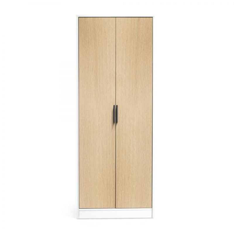 Shop the ALBA 2 Door Wardrobe in White & Oak Effect. Elegant & slim designed wardrobe ideal for the modern bedroom.