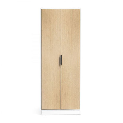 Shop the ALBA 2 Door Wardrobe in White & Oak Effect. Elegant & slim designed wardrobe ideal for the modern bedroom.