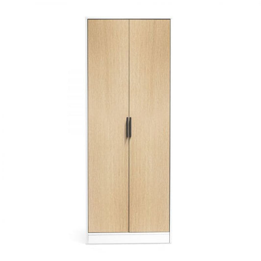 Shop the ALBA 2 Door Wardrobe in White & Oak Effect. Elegant & slim designed wardrobe ideal for the modern bedroom.