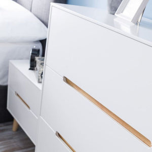 JULIAN BOWEN ALICIA 2 Drawer Bedside in Matt White Lacquer and Oak Effect Detailing ALI201 - White Tree Furniture