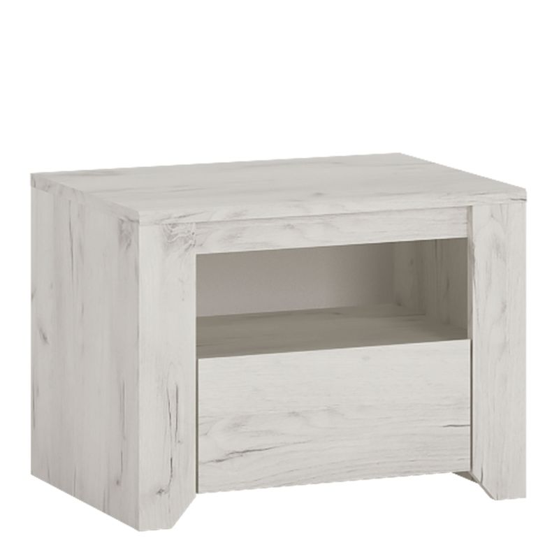 Angel White 1 Drawer Bedside Cabinet - White Tree Furniture