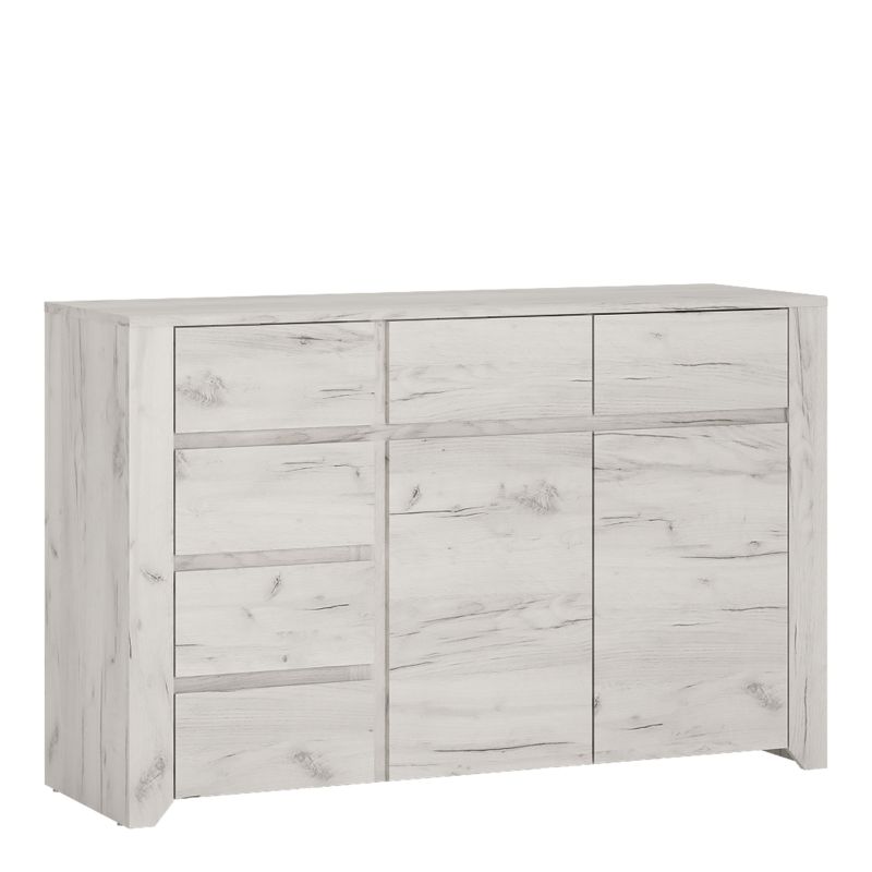 Angel White Wide Chest w/ 2 Door 3+3 Drawers - White Tree Furniture