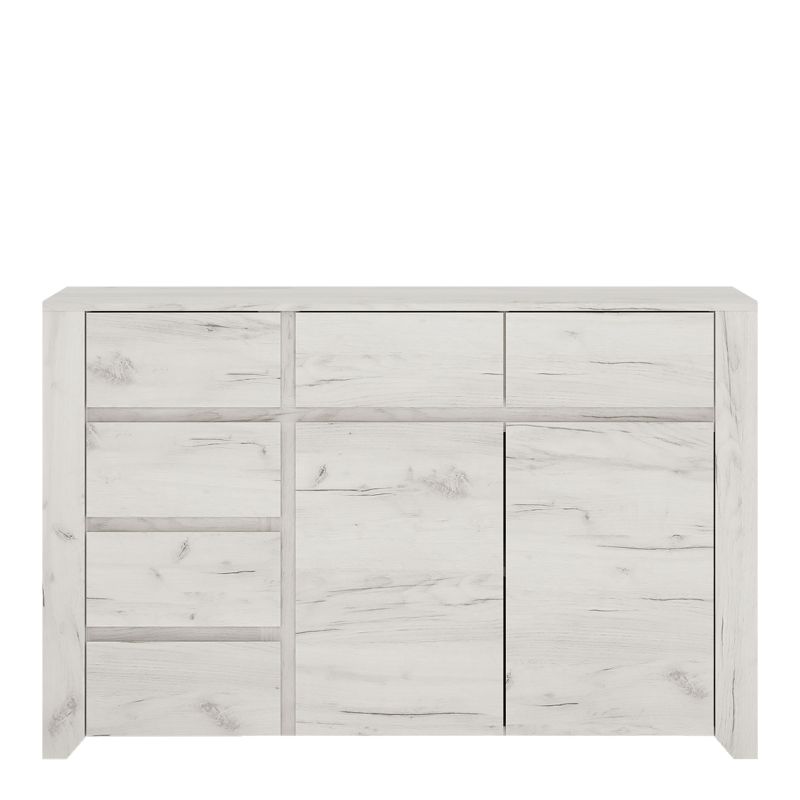 Angel White Wide Chest w/ 2 Door 3+3 Drawers - White Tree Furniture