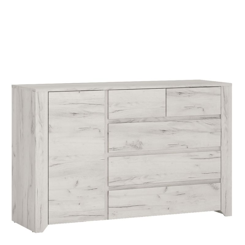 Angel White Chest with 1 Door 2+3 Drawer - White Tree Furniture