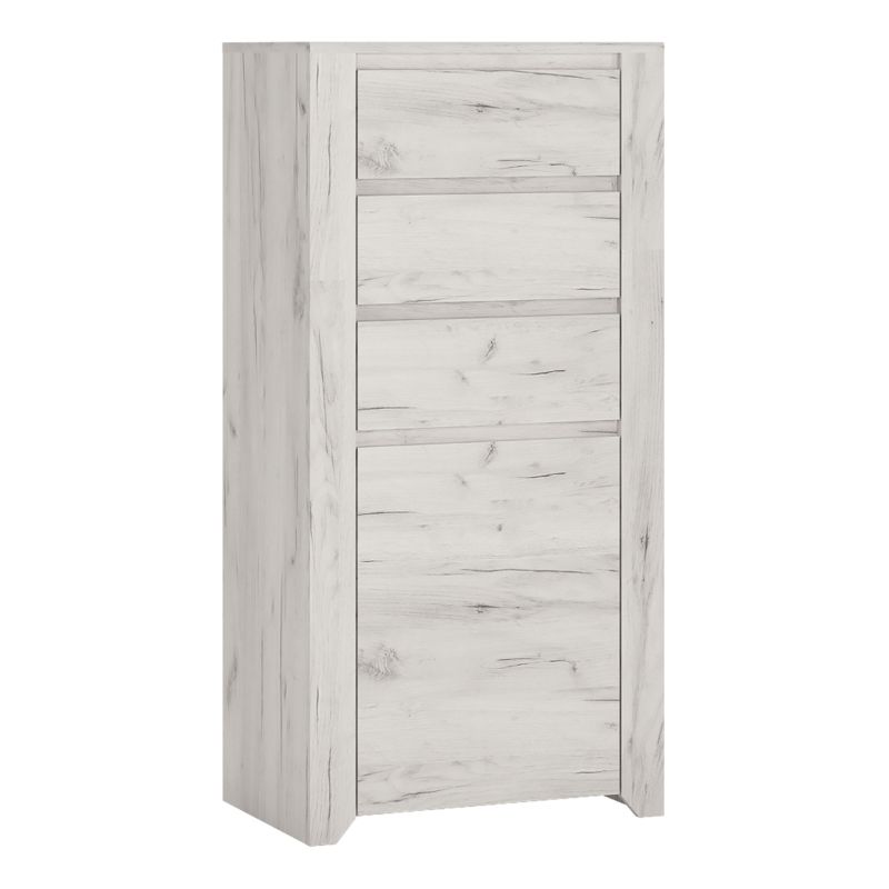 Angel White Chest with 1 Door 3 Drawers - White Tree Furniture