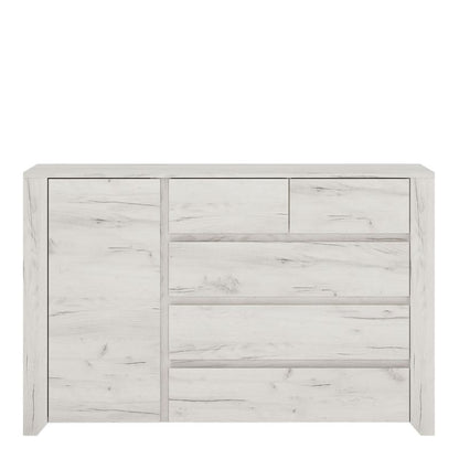 Angel White Chest with 1 Door 2+3 Drawer - White Tree Furniture