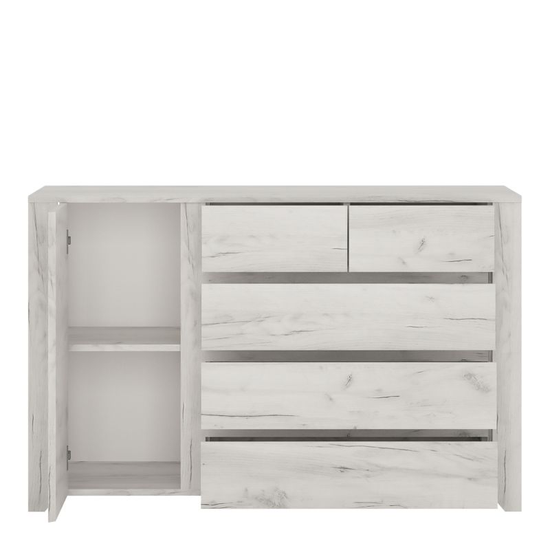 Angel White Chest with 1 Door 2+3 Drawer - White Tree Furniture