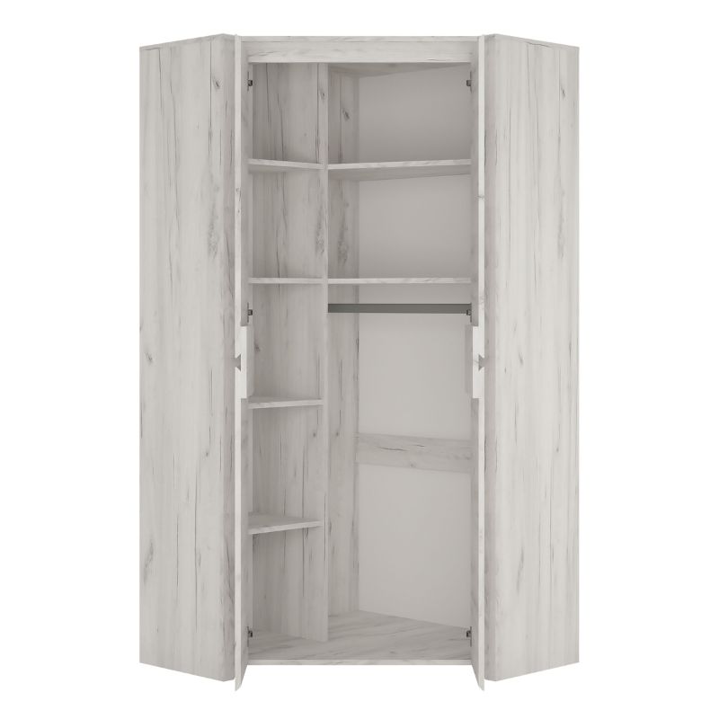 Angel Corner Fitted Wardrobe in White - White Tree Furniture