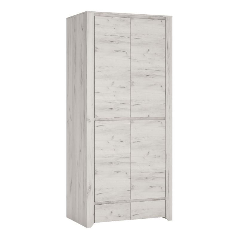 Angel White Fitted Wardrobe with 2 Doors 2 Drawers - White Tree Furniture