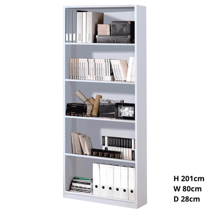 Arctic High Gloss White Bookcase with 5 Shelves 80cm - White Tree Furniture