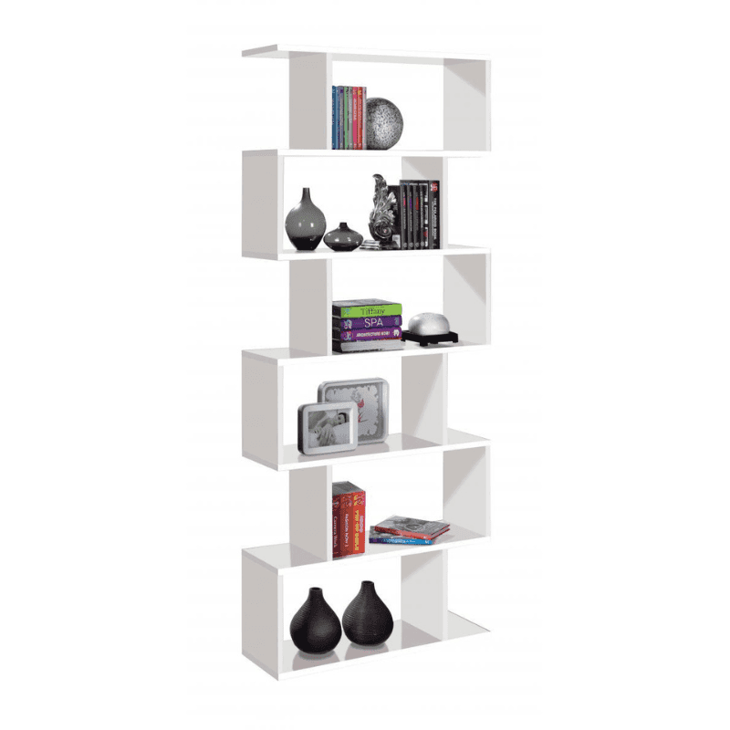 Arctic High Gloss Modular Tall White Bookcase - White Tree Furniture