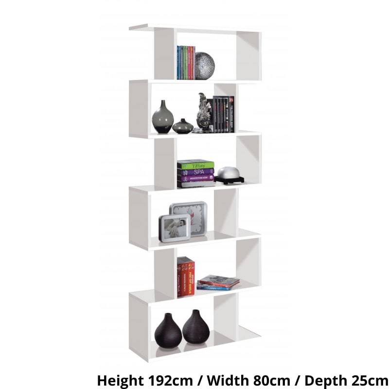 Arctic High Gloss Modular Tall White Bookcase - White Tree Furniture