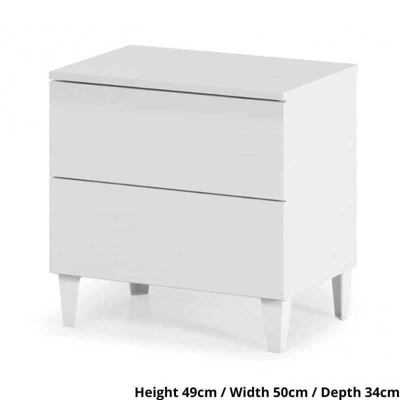 Arctic High Gloss White Chest of 2 Drawers - White Tree Furniture