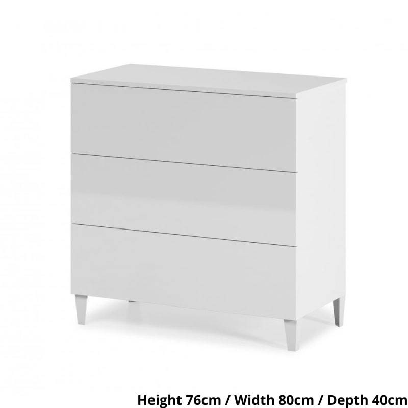 Arctic High Gloss White Chest of 3 Drawers - White Tree Furniture