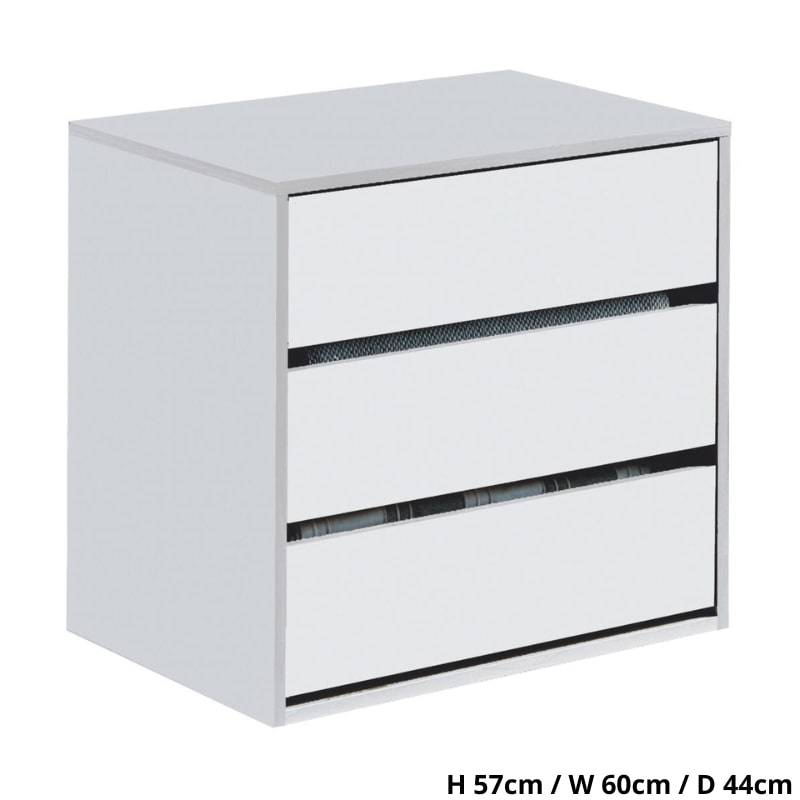 Arctic High Gloss White 3 Drawer Unit - White Tree Furniture