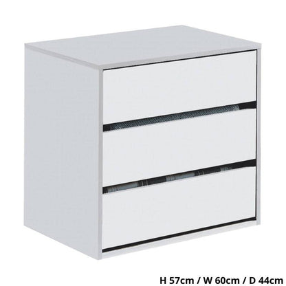 Arctic High Gloss White 3 Drawer Unit - White Tree Furniture