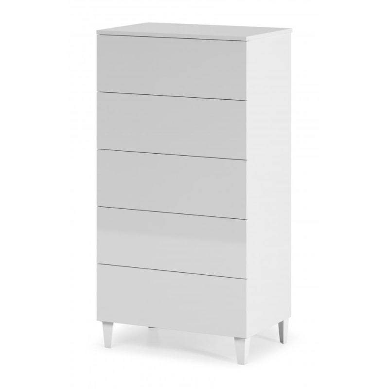 Arctic High Gloss White Chest of 5 Drawers - White Tree Furniture