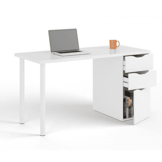 Arctic High Gloss White Reversible Computer Desk - White Tree Furniture