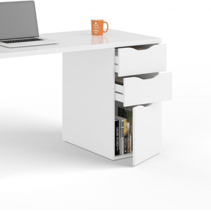 Arctic High Gloss White Reversible Computer Desk - White Tree Furniture