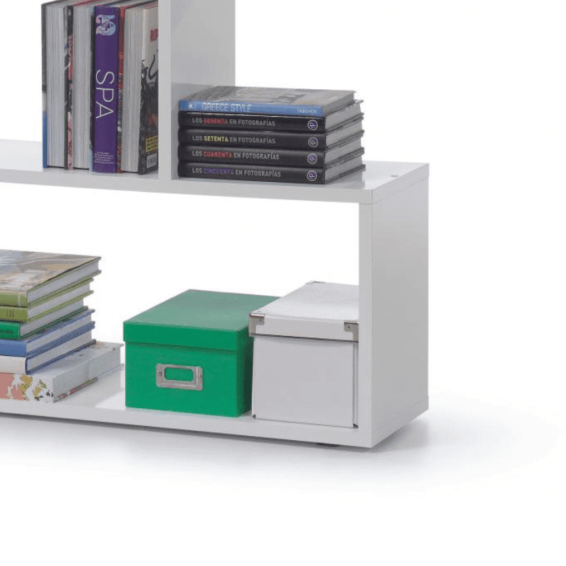 Arctic High Gloss Modular Wide Low White Bookcase - White Tree Furniture