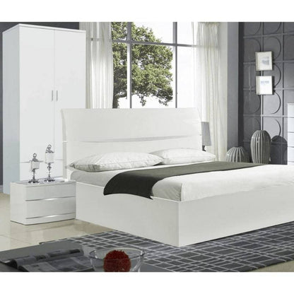 Arden / Widney High Gloss White Wardrobe w/ 2 Drawers - White Tree Furniture