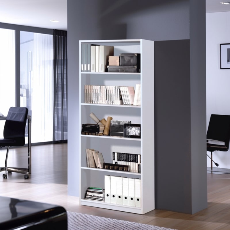 Arctic High Gloss White Bookcase with 5 Shelves 80cm - White Tree Furniture