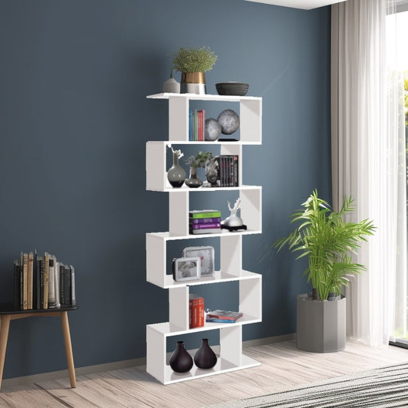 Arctic High Gloss Modular Tall White Bookcase - White Tree Furniture