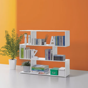 Arctic High Gloss Modular Wide Low White Bookcase - White Tree Furniture