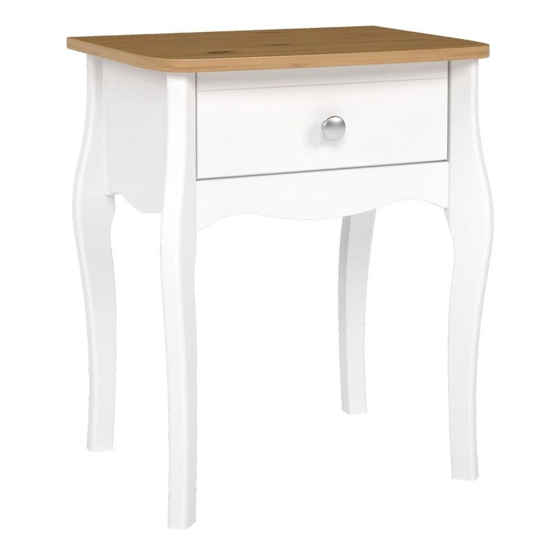 Baroque Nightstand in Pure White with Pine Top - White Tree Furniture