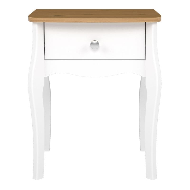 Baroque Nightstand in Pure White with Pine Top - White Tree Furniture