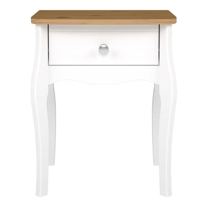 Baroque Nightstand in Pure White with Pine Top - White Tree Furniture