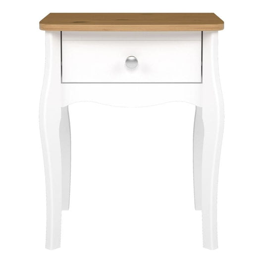 Baroque Nightstand in Pure White with Pine Top - White Tree Furniture