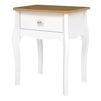 Baroque Nightstand in Pure White with Pine Top - White Tree Furniture