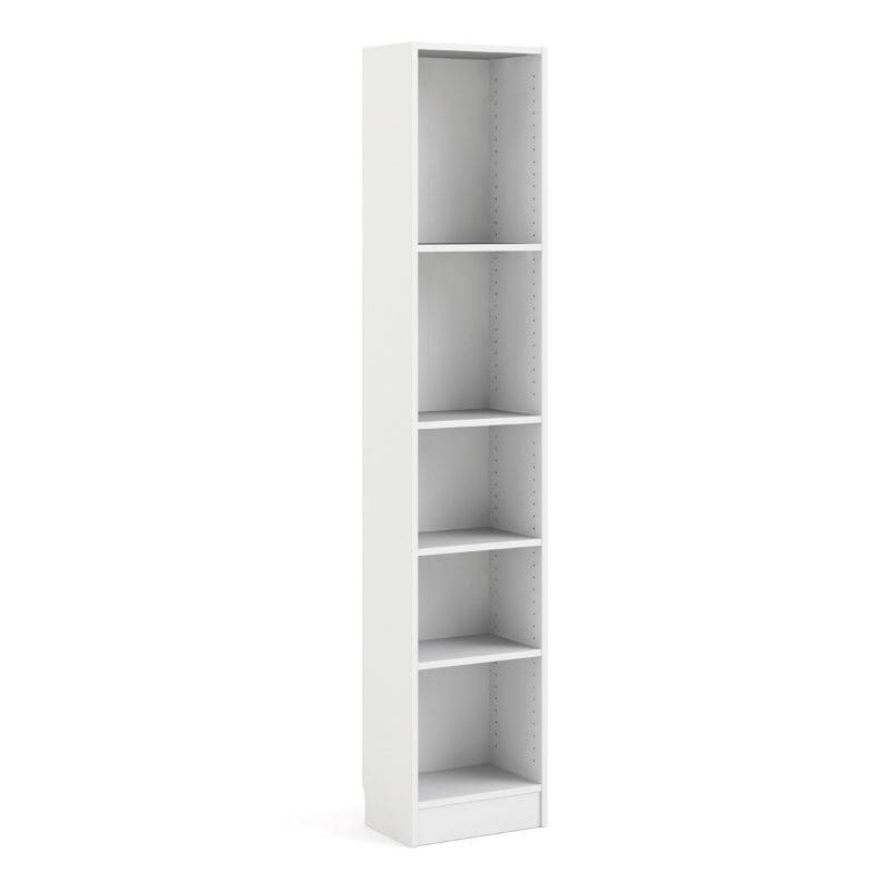 Basic White Tall Narrow Bookcase w/ 4 Shelves - White Tree Furniture