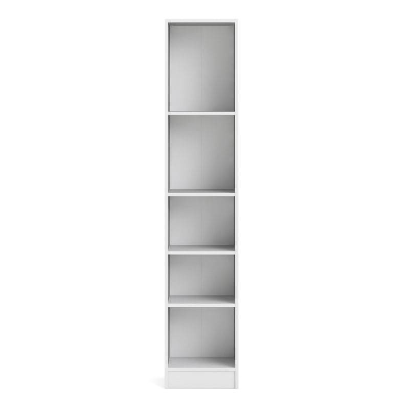 Basic White Tall Narrow Bookcase w/ 4 Shelves - White Tree Furniture