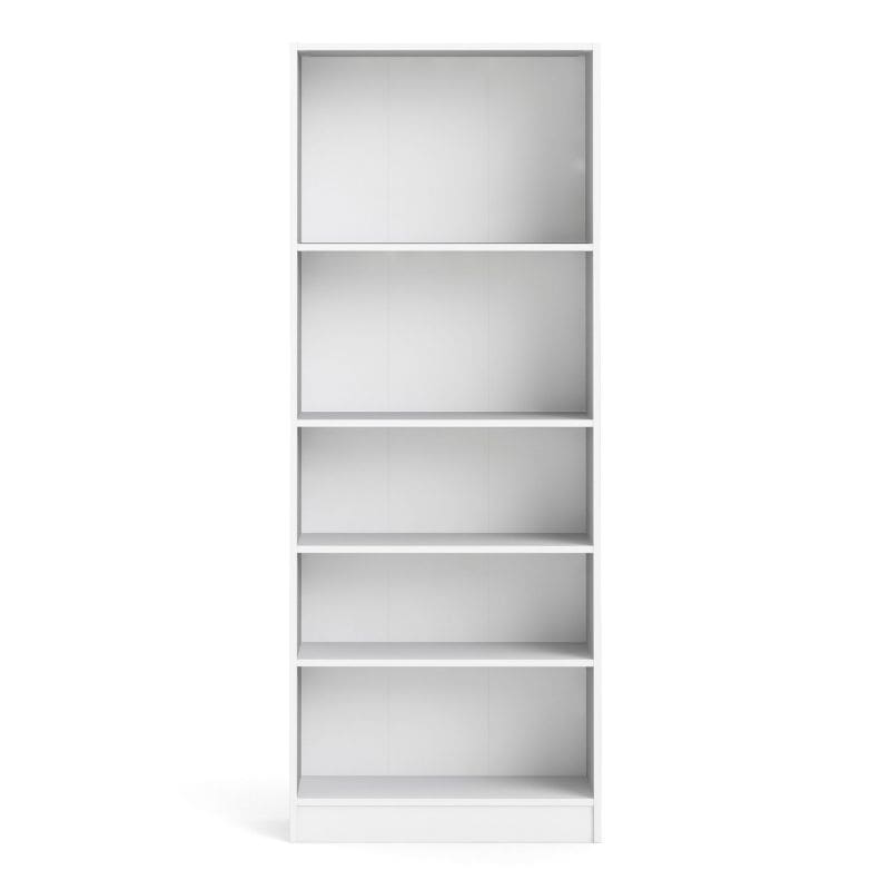 Basic White Tall Wide Bookcase w/ 4 Shelves - White Tree Furniture