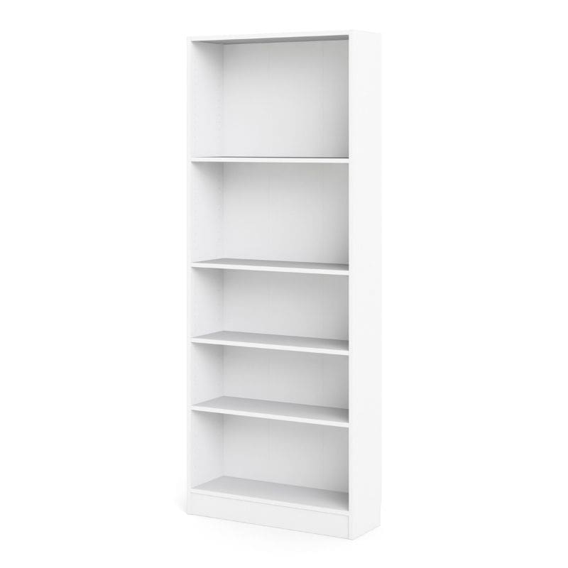 Basic White Tall Wide Bookcase w/ 4 Shelves - White Tree Furniture