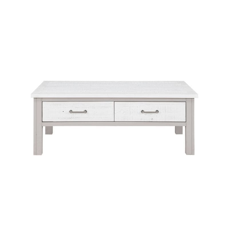 BAUMHAUS Greystone Reclaimed Coffee Table with 4 Drawers in Distressed White & Grey VTTG08A - White Tree Furniture