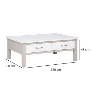 BAUMHAUS Greystone Reclaimed Coffee Table with 4 Drawers VTTG08A - White Tree Furniture