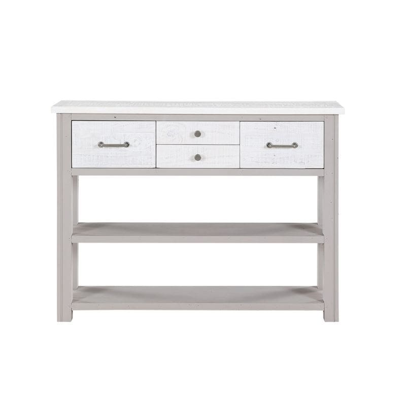 Baumhaus Greystone Reclaimed Low Bookcase / Console Table in Grey and Distressed White VTTG02A - White Tree Furniture