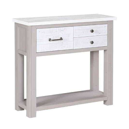 Baumhaus Greystone Reclaimed Grey & Distressed White Hall Table VTTG02B - White Tree Furniture