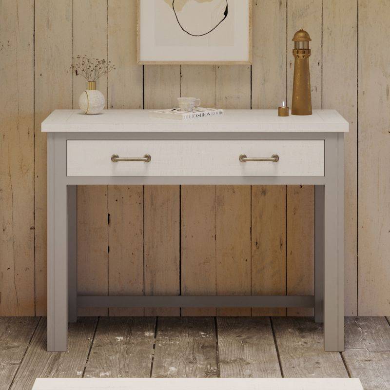 Baumhaus Greystone Reclaimed Hidden Space Saver Desk in Grey and Distressed White VTTG06A - White Tree Furniture