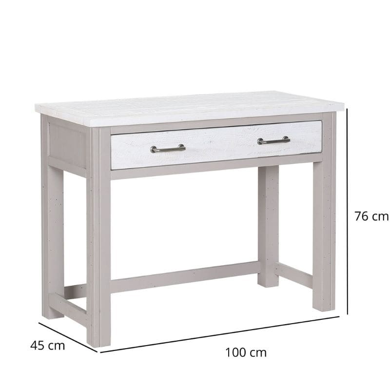 Baumhaus Greystone Reclaimed Hidden Space Saver Desk in Grey and Distressed White VTTG06A - White Tree Furniture