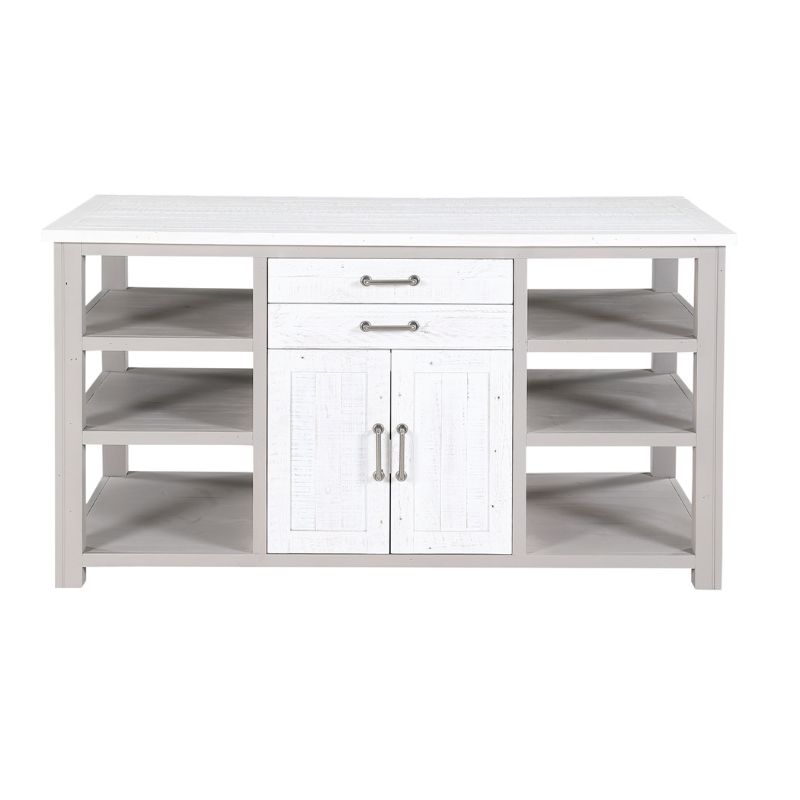 BAUMHAUS Greystone Reclaimed Kitchen Island in Grey and Distressed White VTTG02E - White Tree Furniture